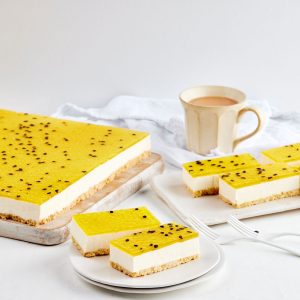 Passionfruit Cheesecake Slab - Heaven's Kitchen - Wholesale Cake Supplier Campbelltown - Sydney